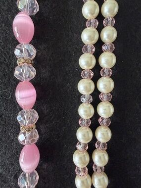 Beads NWT Jewelry Crafting Bead Bundle Pinks Glass, Acrylic, Rhinestone